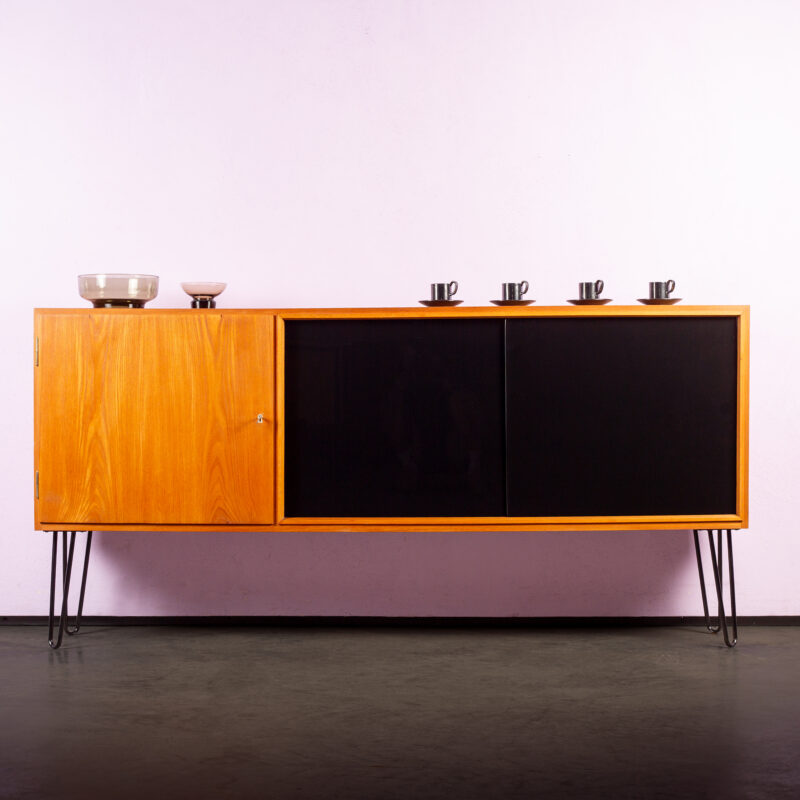 Sideboard / Vitrine Raumtrenner Schwarzglas